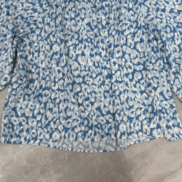 Women’s DG2 By Diane Gilman Off The Shoulder Smocked Leopard Top Plus Size 1X - Picture 10 of 16